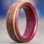 The Purple Heart | Men's Rifle Stock Wood Wedding Band with Purpleheart Wood Liner & Offset Metal Inlay