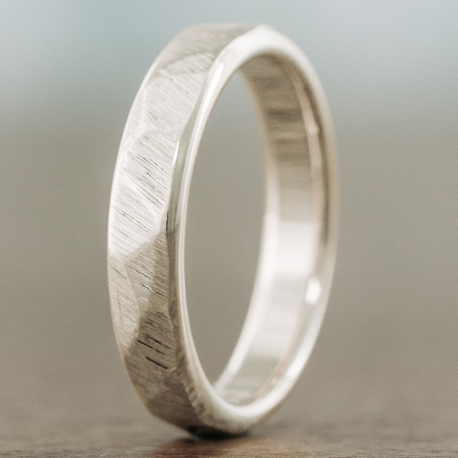 The Apollo | Men's Hammered White Gold Wedding Band | Rustic & Main ...