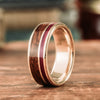 (In-Stock) The Valor - Men's 14k Yellow Gold Wedding Band with M1 Garand & Purple Heart Wood Inlays - Size 10.25 | 8mm Wide
