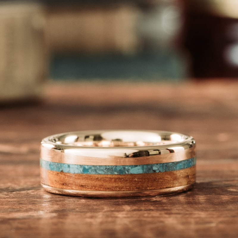 THE ARCTIC: Yellow Gold Oval Turquoise Ring – Grimson & Sons