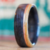 (In-Stock) The Highball | Wood Wedding Band with Offset Copper Inlay - Size 8 | 7mm Wide