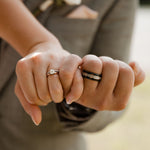 (In-Stock) The Frontiersman Elk Antler and Whiskey Barrel Ring - Copper Inlays - Size 9.25 | 8mm Wide