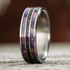 titanium-meteorite-lavender-flowers-wedding-band-ring-rustic-and-main