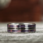 titanium-meteorite-lavender-flowers-wedding-band-ring-rustic-and-main