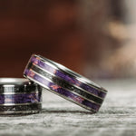 titanium-meteorite-lavender-flowers-wedding-band-ring-rustic-and-main