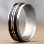 The Man in Black | Men's Titanium Guitar String Wedding Band with Black Whiskey Barrel Wood