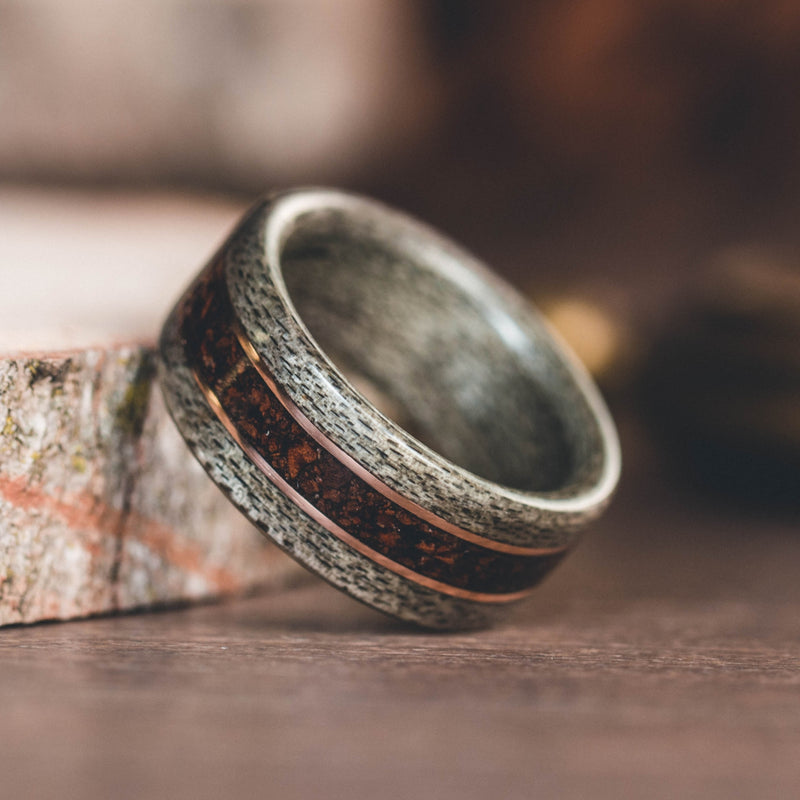 Bronze & Carbon Fibre wedding Ring Bands • Anthony Alferev