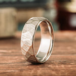 The Apollo | 7mm & 8mm Men's Hammered White Gold Wedding Band