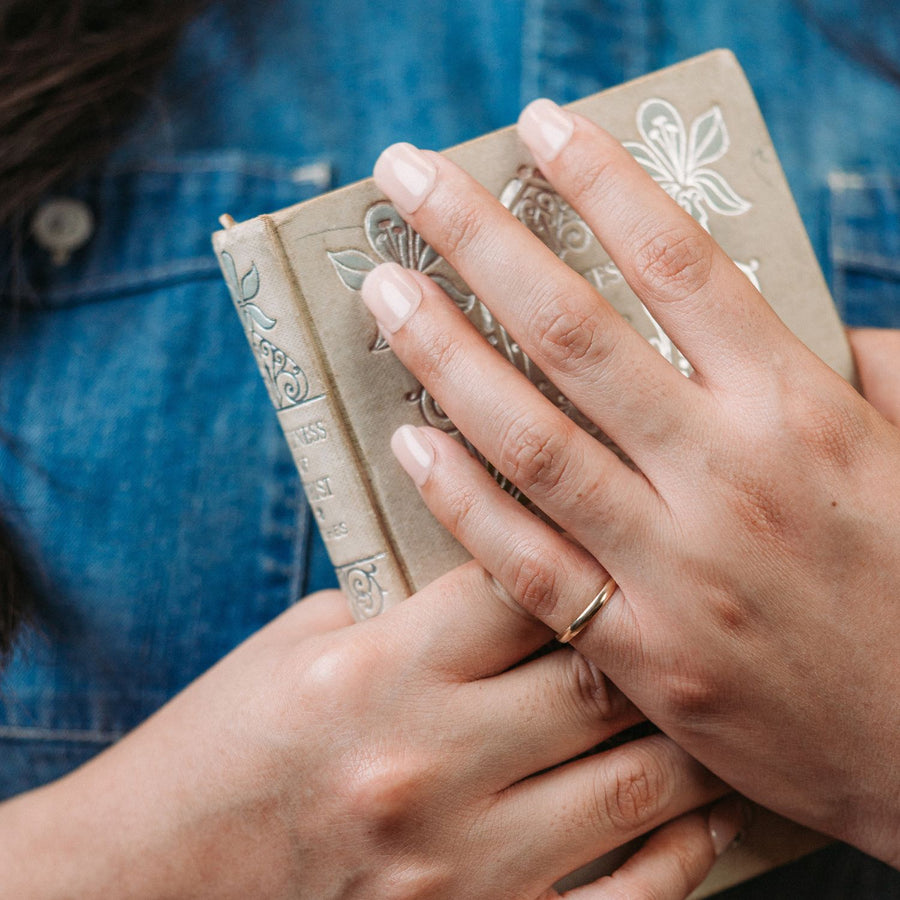 yellow-gold-stacking-ring-womens-wedding-band-meridian-rustic-and-main_1 ::Shown in 2mm | Yellow Gold